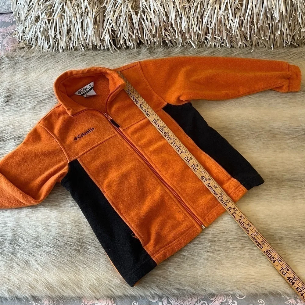 Vintage COLUMBIA Y2K Zip Up Fleece Orange Black (10-12 L Kids) XS Adult